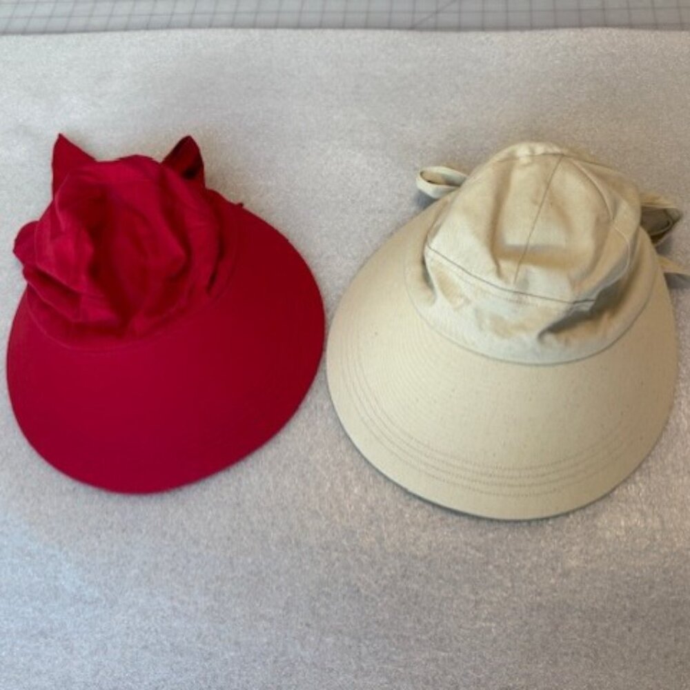 TWO HATS - RED FABRIC CAP STYLE VISOR AND FABRIC CAP STYLE VISOR PRESTON & YORK,